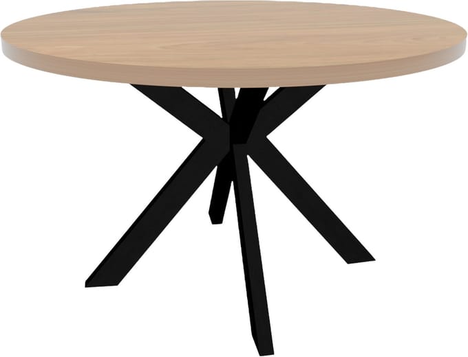 Eettafel rond melamine 130cm Sanne lichtbruin ronde tafel