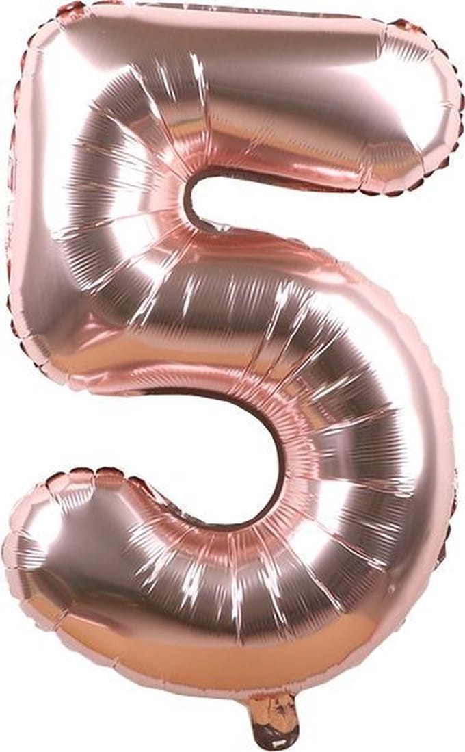 Finnacle - Maak je feest compleet met onze Rose Gouden Cijferballon - 5 - 41cm!