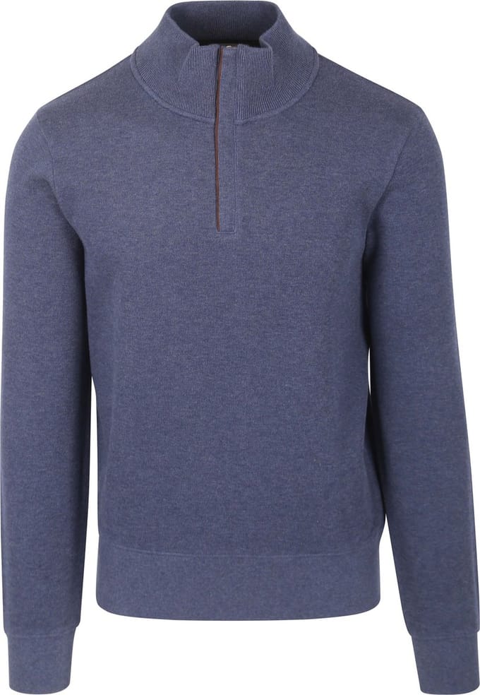 Gant Halfzip Sacker Trui Melange Blauw - Schipperstrui