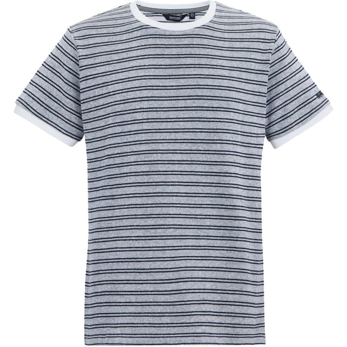 Regatta Heren Benlin Gestreept T-Shirt (Wit, Marine)