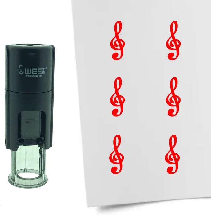 CombiCraft Stempel G-Sleutel 10mm rond - rode inkt