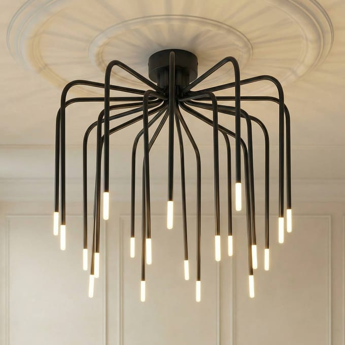 Lucande LED plafondlamp Ariadne, Ø 57 cm, matzwart, 20 lampen