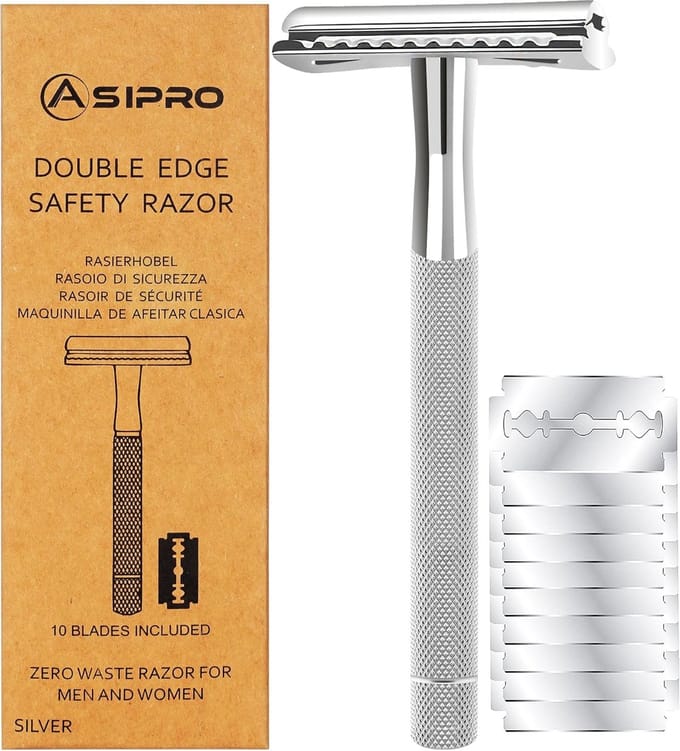 Safety Razor Veiligheidsscheermes RVS – Herbruikbaar – Antislip Handvat – Inclusief 10 Mesjes