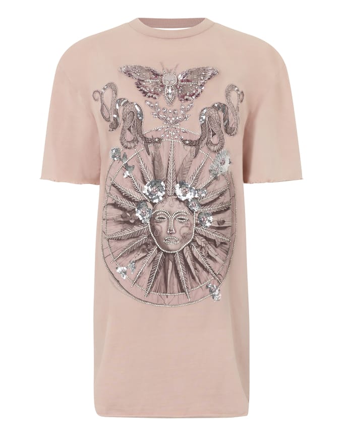 Open Back T-Shirt Dress Butterfly Tattoo