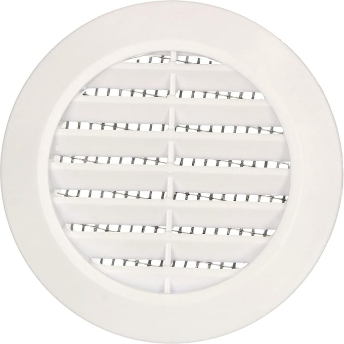 Rond Ventililatierooster 60mm Wit met Insectenhor voor Ventilatie