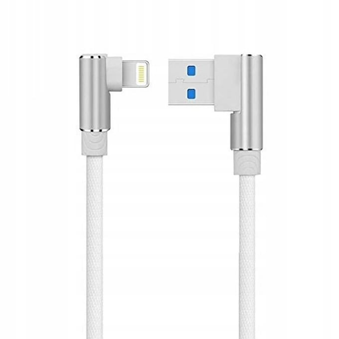 Hoekige USB-C naar Lightning Kabel Nylon Aluminium 1m