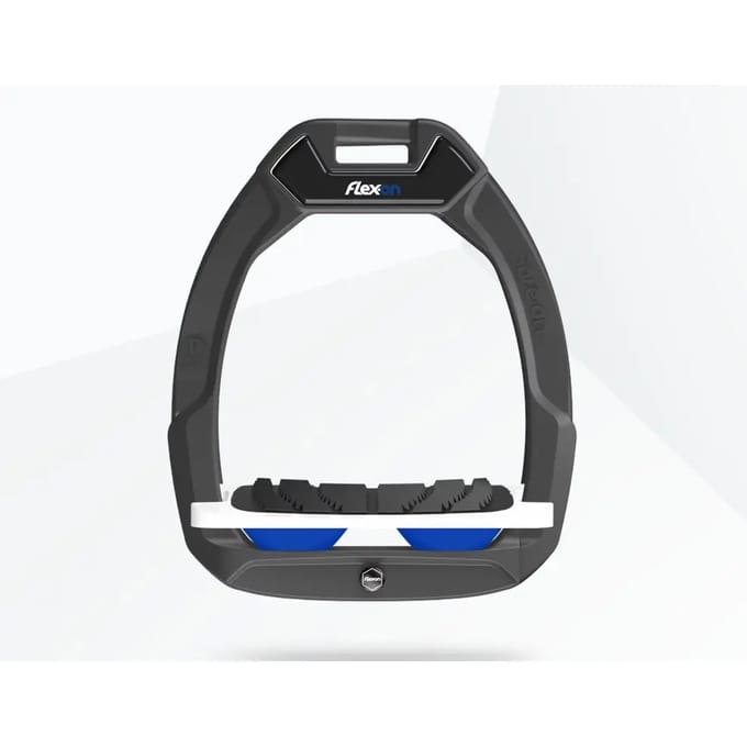 Veiligheidsstijgbeugels Paardrijden Ingebogen Grip Antraciet/Wit/Blauw Flex-On Safe-On