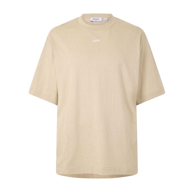 Off White Heren Arrow Skate Belettering Crew Hals T-shirt (Bruin/Wit)