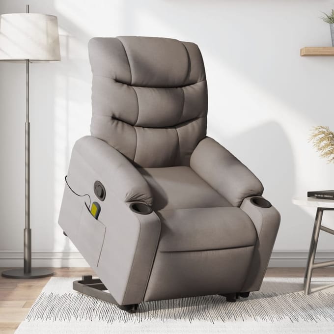 vidaXL - Sta-op-massagestoel - verstelbaar - stof - taupe