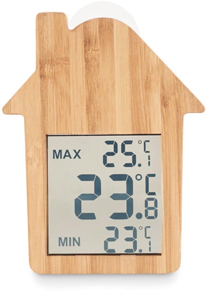 Thermometer voor Thuis - Houten Weerstation met Suction Cup