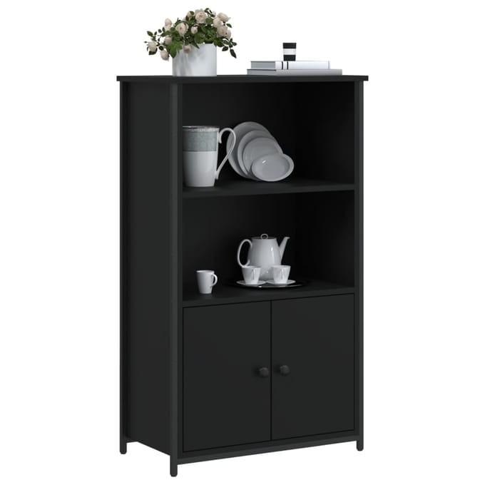 vidaXL - Hoge - kast - 62x32x103,5 - cm - bewerkt - hout - zwart