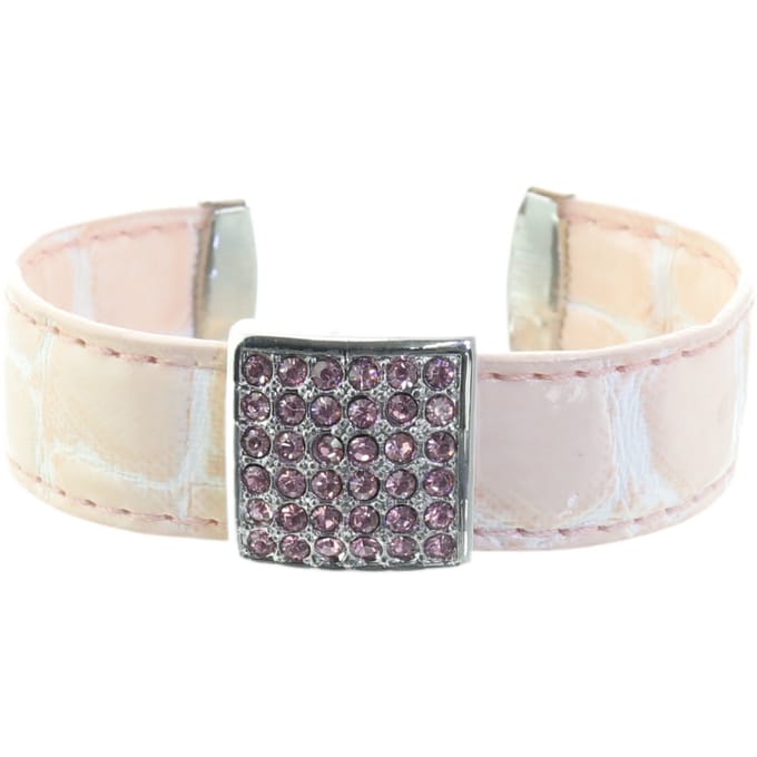 Behave – Armband dames smal – lichtroze krokodillenlook – minimal chic