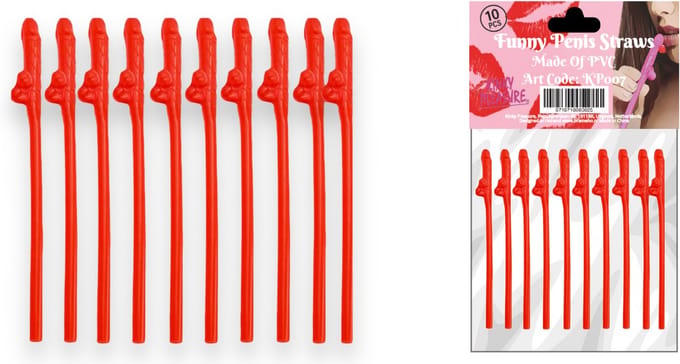 Herbruikbare Piemel Rietjes Rood 10 Stuks 19cm