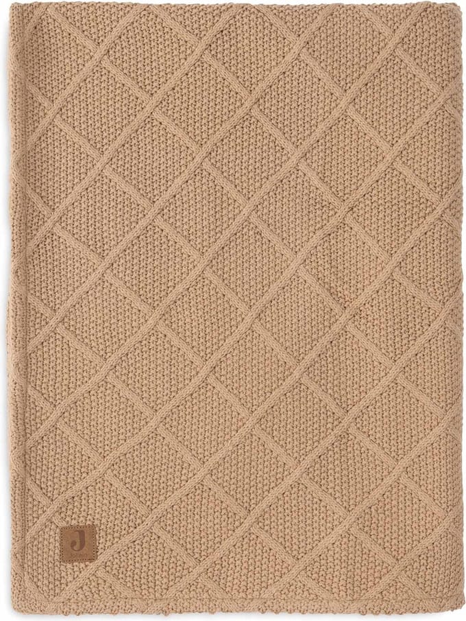 Jollein Deken Ledikant 100x150cm Check Knit Biscuit/Teddy Fleece