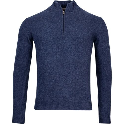 Thomas Maine Trui Half Zip Single Knit Merino Cashmere Dark Blue / male