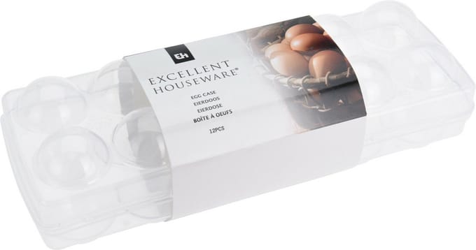 Excellent Houseware Eierdoos - 32 x 12 x 11 cm - kunststof - voor 12 eieren - eierhouder