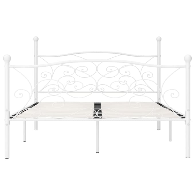 vidaXL - Bedframe - met - lattenbodem - metaal - wit - 140x200 - cm