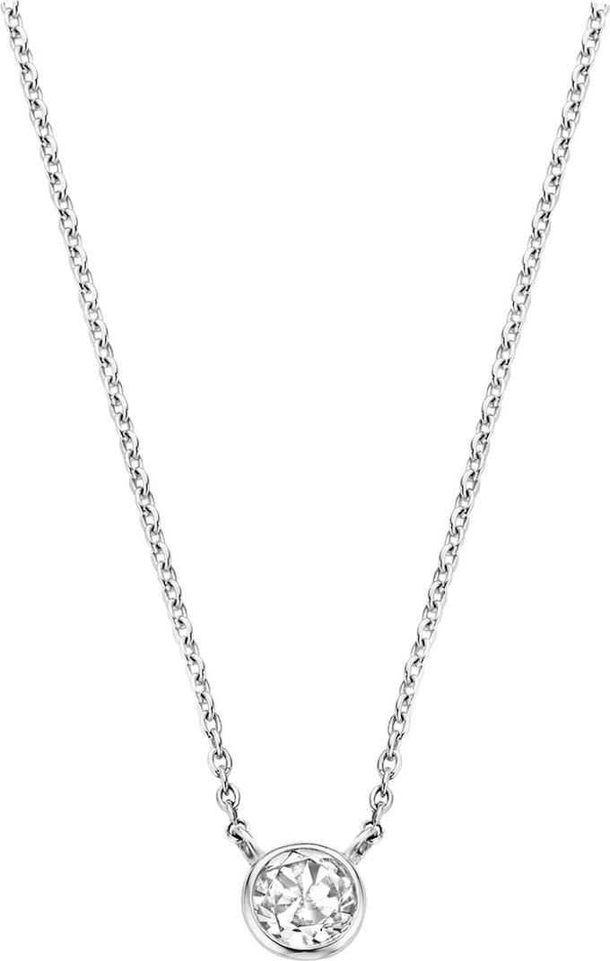 TI SENTO Dames Ketting - 925 zilver - Zirconia wit - Maat 42 - 3845ZI