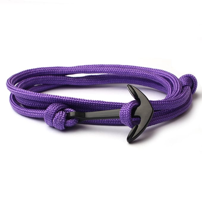 Anker armband Paars polyester koord