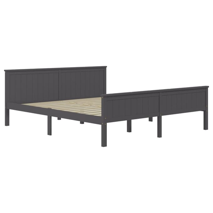 vidaXL - Bedframe - massief - grenenhout - grijs - 200x200 - cm