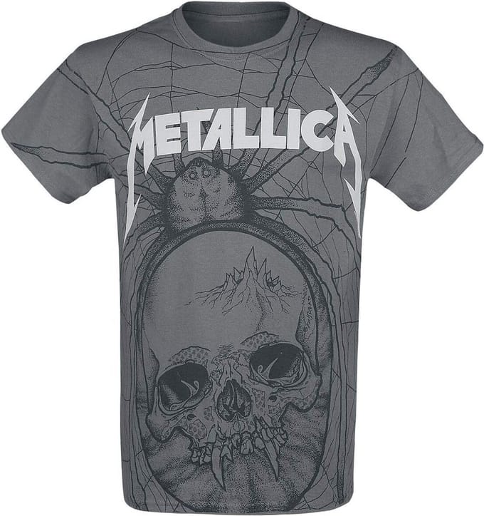 T-shirt met All-over Spinnen- en Schedelprint