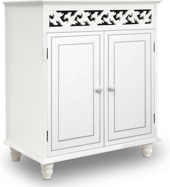 Dressoir Jersey – 2 Deuren 2 planken kast 76x65x35cm - Landhuisstijl Wit