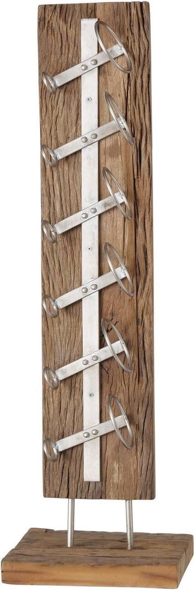 Wijnrek - Hout - Metaal - Staand - 6 fles - 100cm
