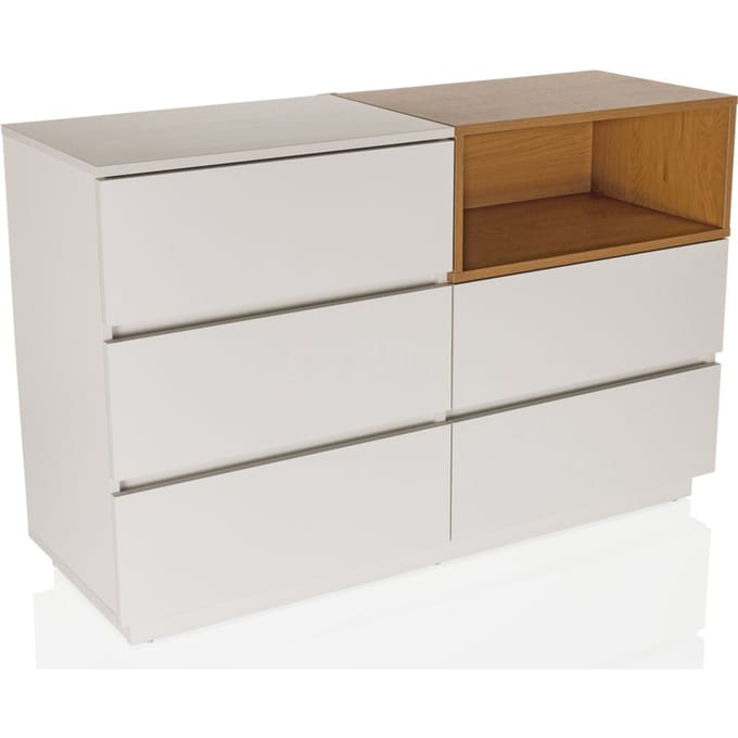 Dressoir MELMO S 120x40x76 cm 5 laden wit/eiken hjh LIVING