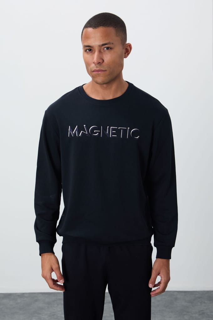 Heren Geprinte Ronde Hals Sweatshirt