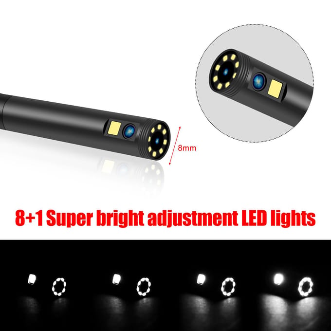 Industriële endoscoopcamera met dubbele camera 1920 * 1080P 8 + 1 LED-licht IP68 waterdichte inspectie
