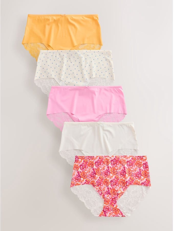Next - Dames - Set van 5 No VPL midi-slips met kant aan achterzijde - Roze