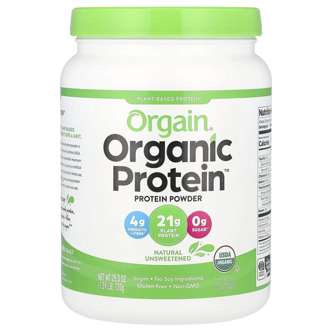 Orgain, Poudre de protéines biologiques, à base de plantes, naturellement non sucrée, 1,59 lb (720 g)