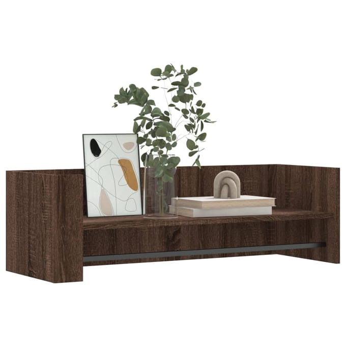 vidaXL - Wandschap - 100x35x30,5 - cm - bewerkt - hout - bruin - eikenkleurig