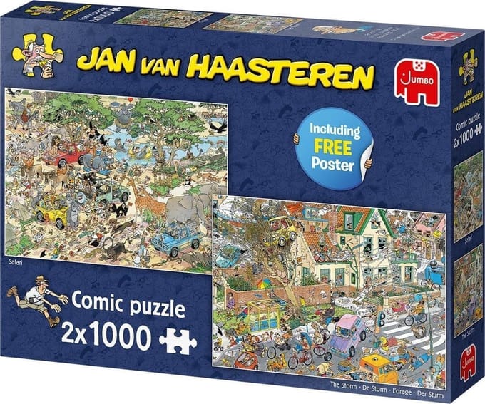 Jan van Haasteren Safari & Storm - Puzzel 2x1000 stukjes volwassenen - Legpuzzels