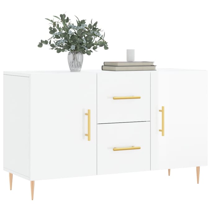 vidaXL - Dressoir - 100x36x60 - cm - bewerkt - hout - hoogglans - wit