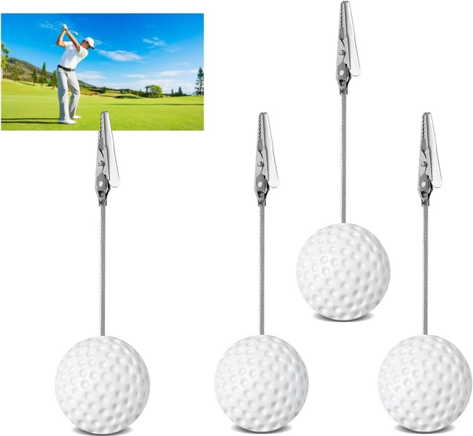 Golfbal Memoclips - Kaarthouder Clips - Bureau Decoratie - Hars Bal Basis - 4 stuks - Wit