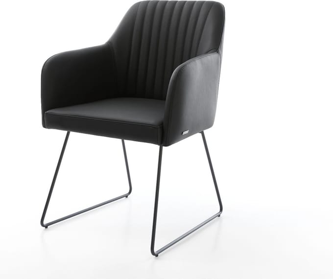 Gestoffeerde-stoel Greg-Flex slipframe zwart echt leer zwart pocketveer kern