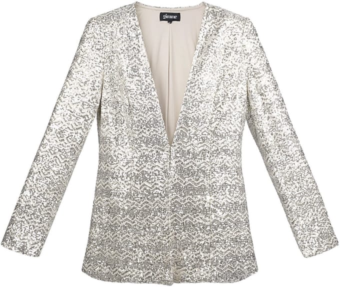 Stralende Vrouwen Blazer met Paillettenversiering - Zilver - Maat M