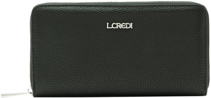 L.CREDI portemonnee Perla Zip Around Wallet Black zwart