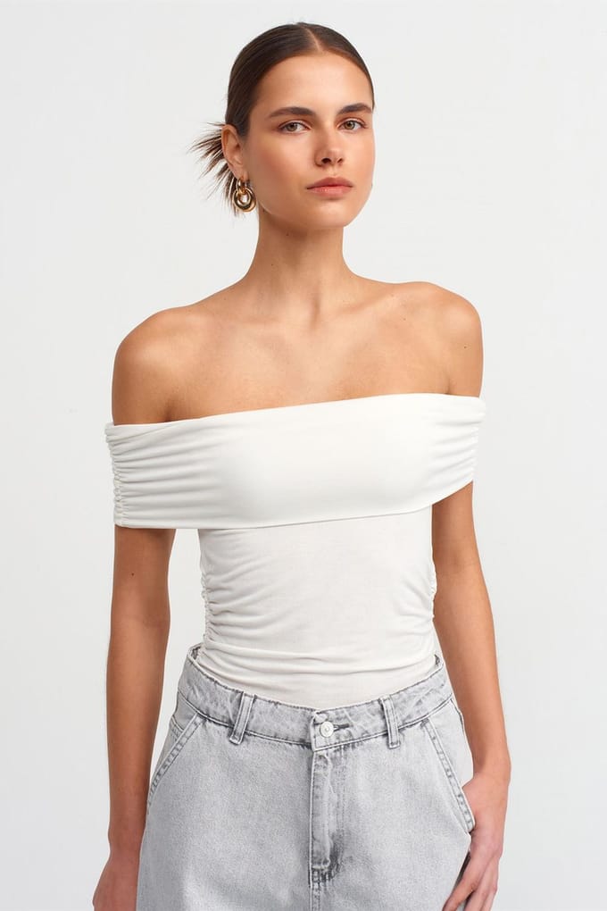 Off-Shoulder Slim Fit Jersey Blouse