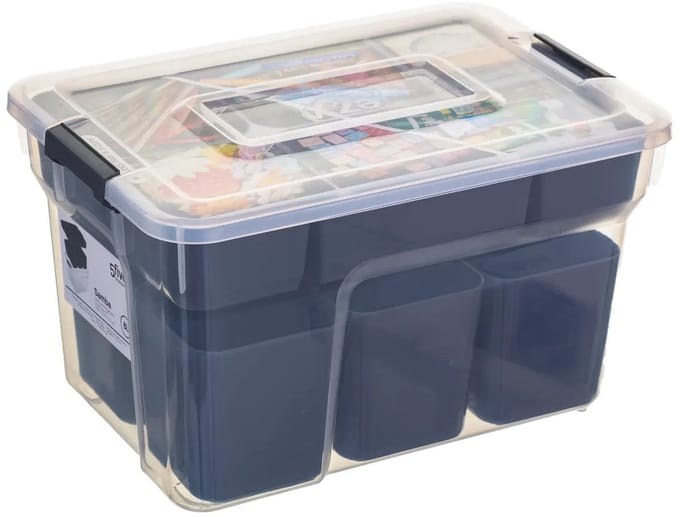 5Five Opslag sorteerbox - 10 vakjes indeling - 30 x 21 x 18 cm - kunststof - opbergdoos - 8 liter