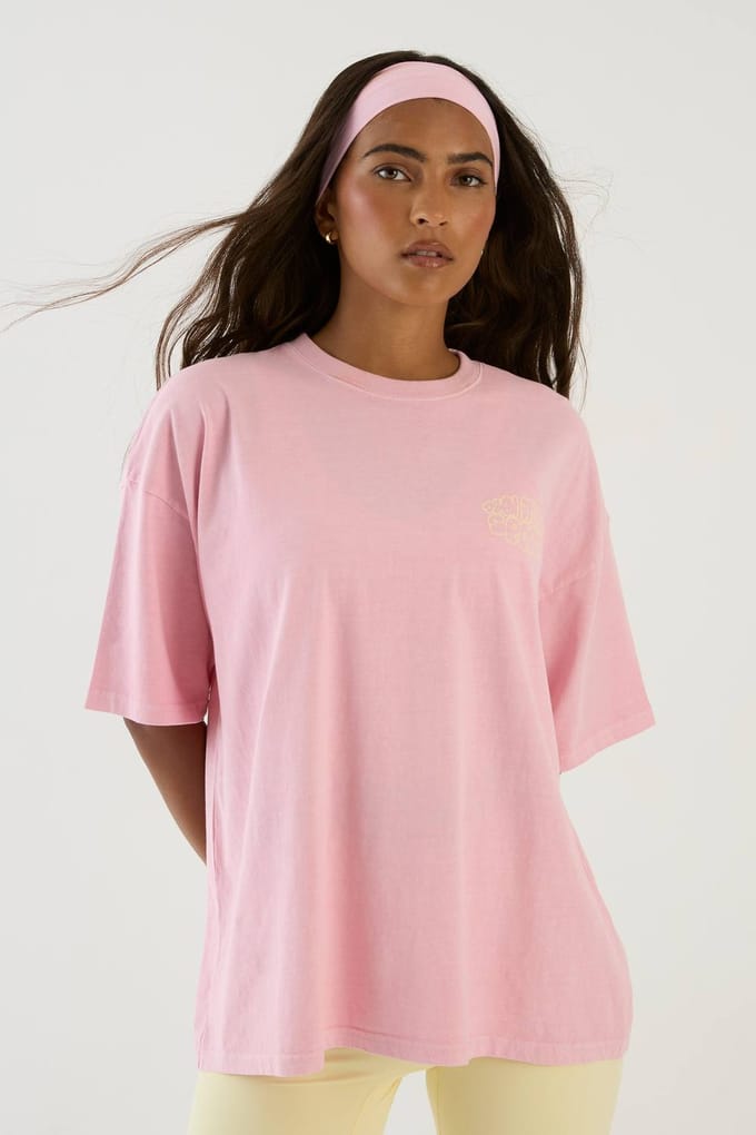 Dames Dsgn Studio Bubble Polka Dot Print Overdyed Oversized T-shirt | Lichtroze | Maat: Medium