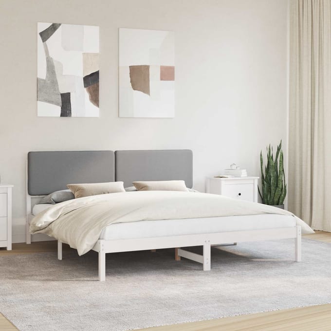 vidaXL - Bedframe - met - Gevoerde - Hoofdbord - Lichtgrijs - 200 - x - 200 - cm