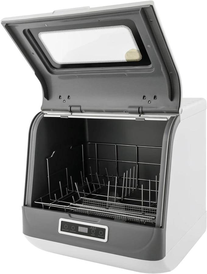 Mini vaatwasser - Compacte tafelmodel - Snel servies reinigen - Wateraansluiting optioneel - 4-6 couverts - Wit