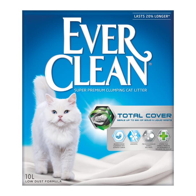 2x10l Ever Clean® Total Cover Klonterende Kattenbakvulling Parfumvrij Kat