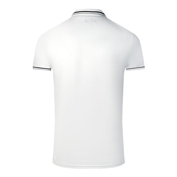 Cavalli Class Dubbel Tipped Kraag Grijs Logo Witte Polo Shirt