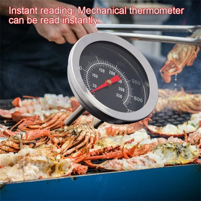 Roestvrijstalen Barbecue Grill Vleesthermometer Wijzerplaat Temperatuur Drukmeter Koken Voedselsonde wit