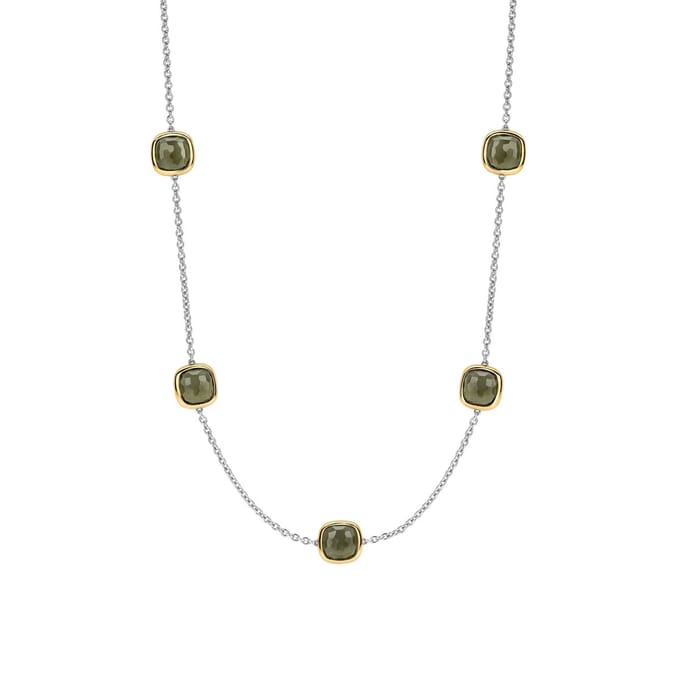 TI SENTO Dames Ketting - 925 zilver - Transparant kaki - Maat 42 - 34078KA