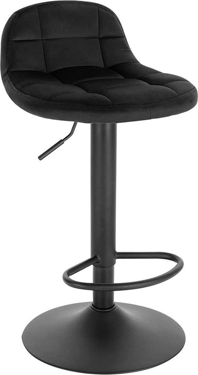 Barkruk - Industrial - Zwart - Velvet - Verstelbaar - Met rugleuning - Set van 1