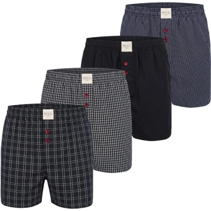 Phil & Co Heren Wijde Boxershorts Mulitpack 4-Pack Zwart - Maat M